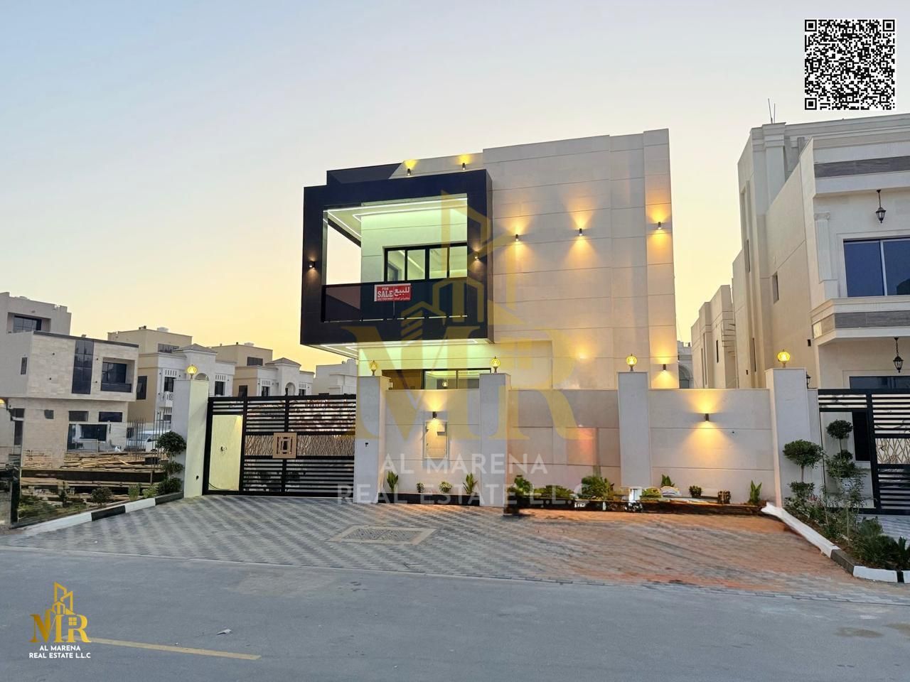 For sale - Luxury villa in Al Amerah - Ajman | 5 master bedrooms | Majlis | Hall with sinks | Modern kitchen | Maid's room | Private swimming pool
