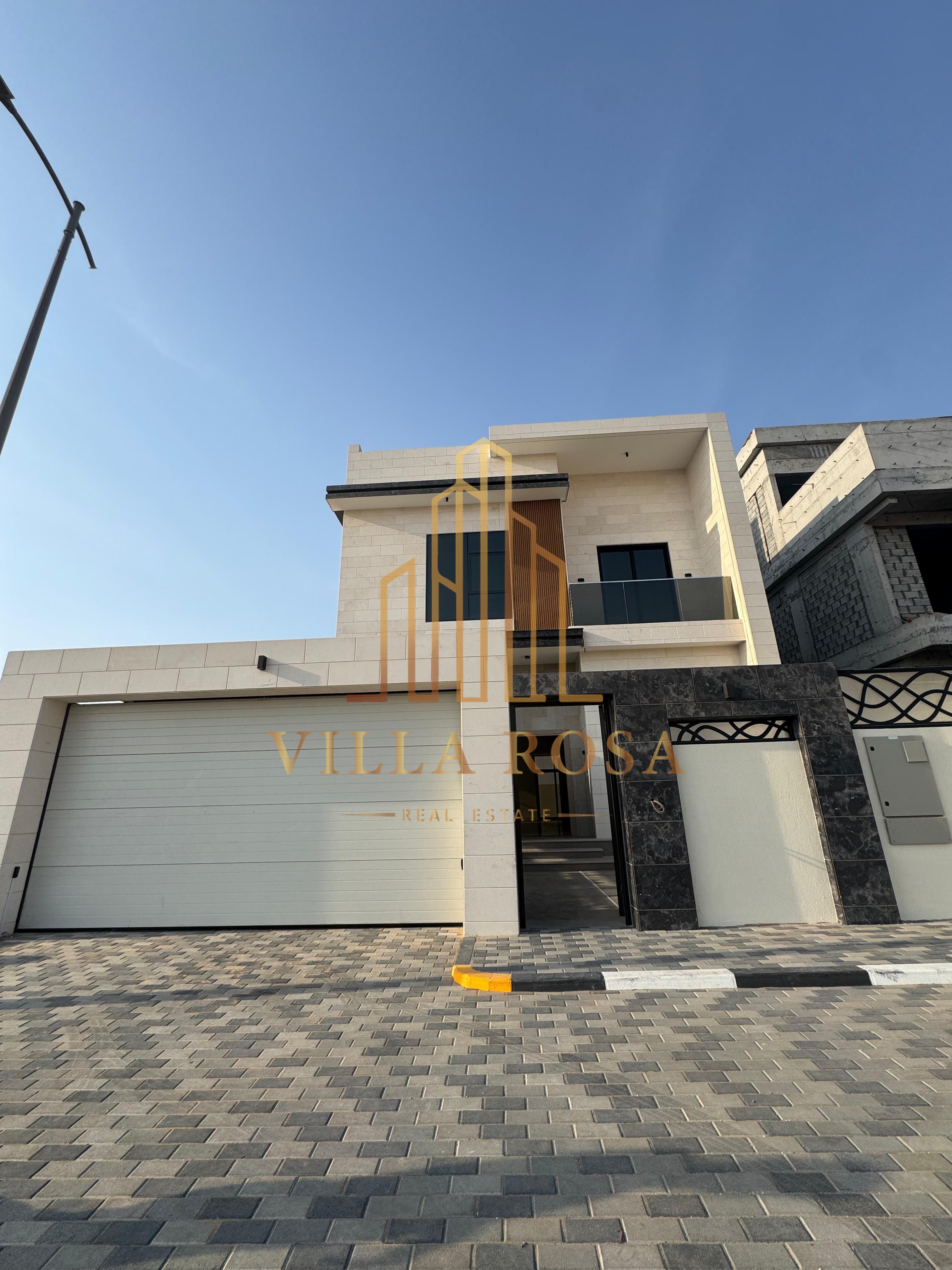 Brand-new luxury villa in Al Murooj – Tilal City, Sharjah. Features 5 master bedrooms, maid’s room, private pool, large garden, and spacious terrace.