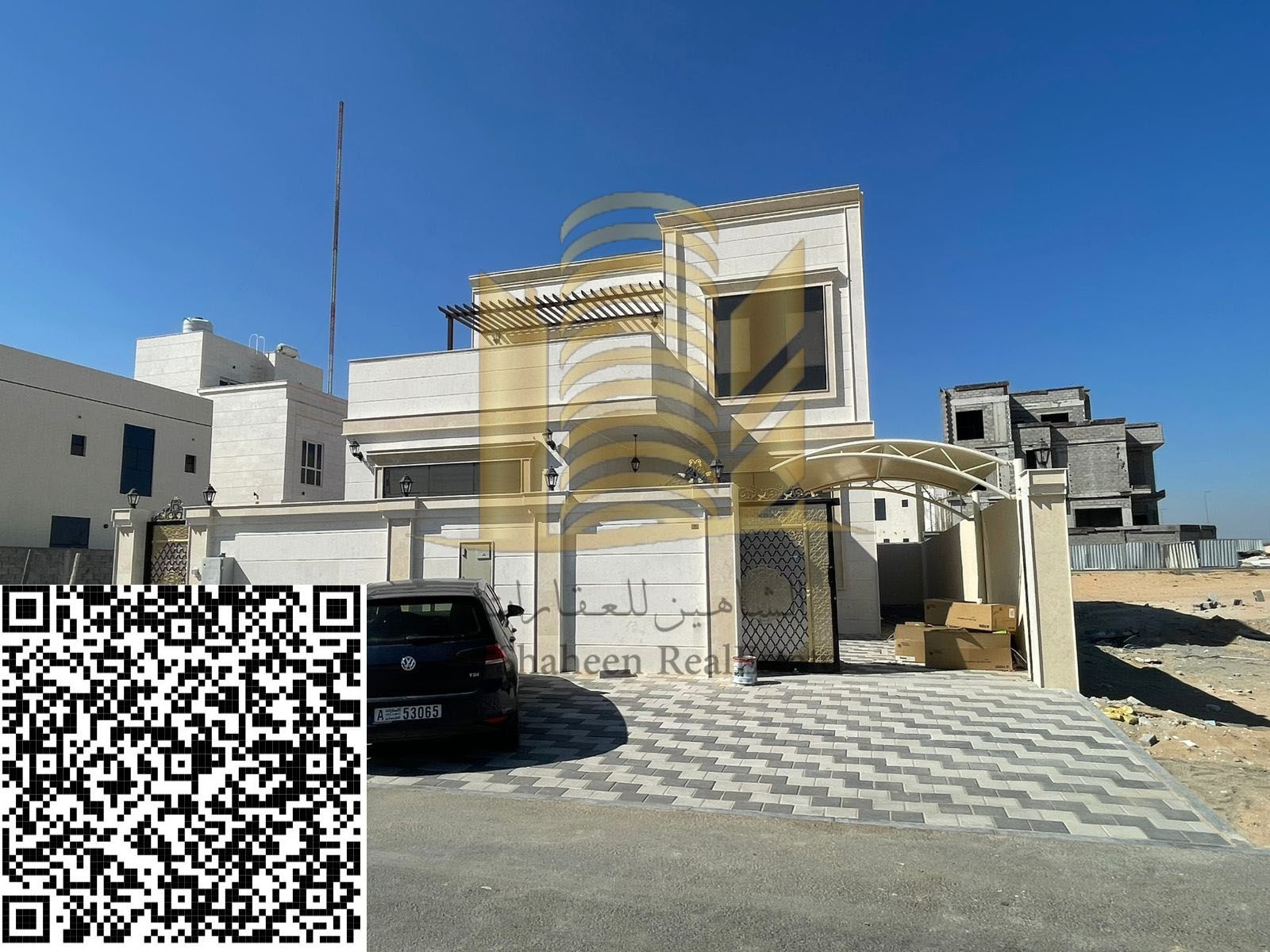 For sale: Two-story villa with a land area of 280 square meters. In Al-Halyou 1. Stone facade. On a paved street and in a prime location. Consistin