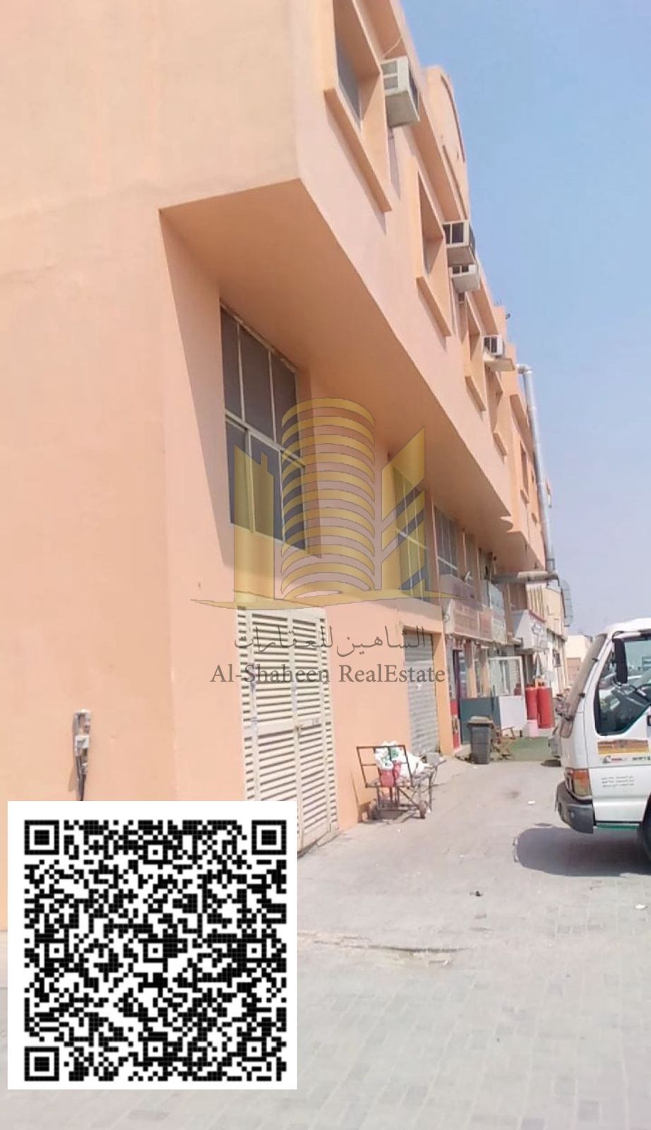 For rent: Two-story workers' housing in Ajman, Al Jurf Industrial Area 1. It consists of 108 rooms, each with three beds, 96 bathrooms, and 8 kitchens