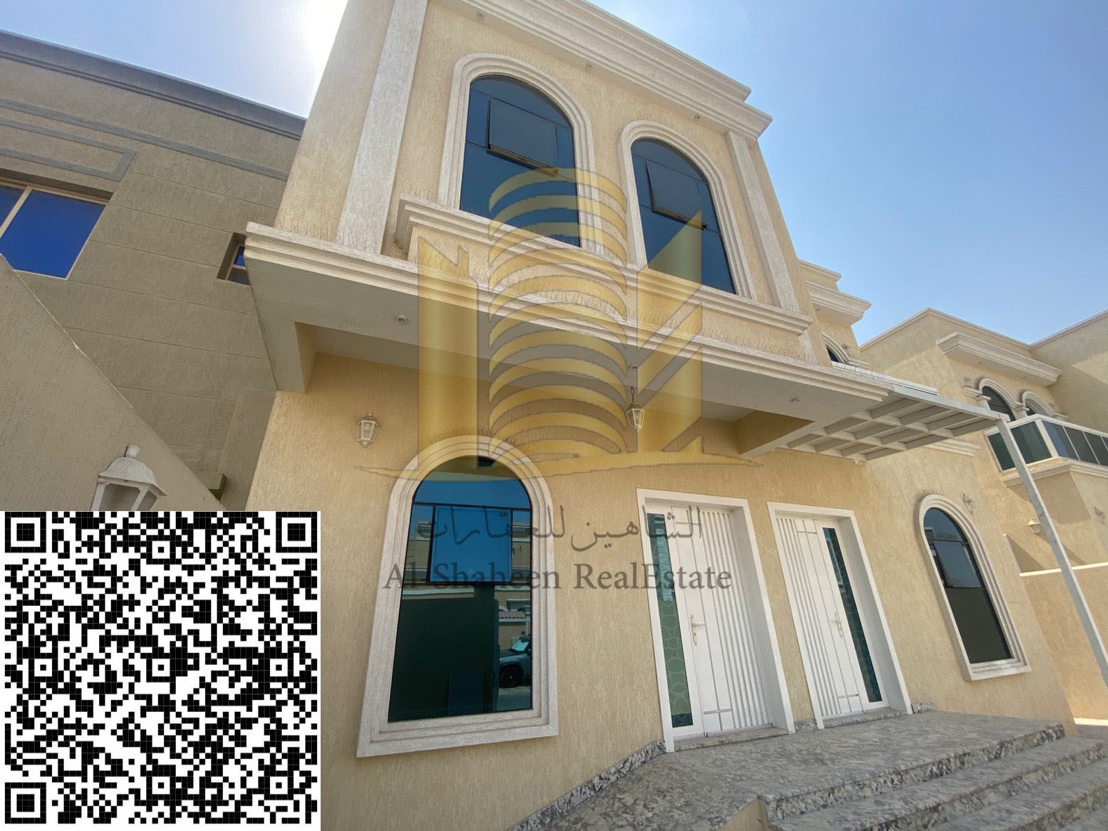 villa for rent in Ajman Al Zahya area Asphalt street Consists of: 5 master bedrooms + Majlis + Hall Dressing room + indoor prep kitchen Large outdoor