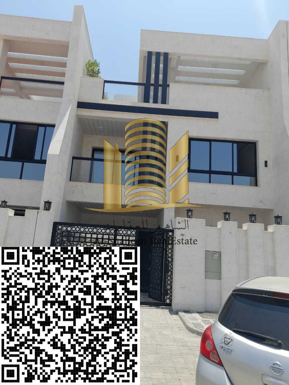 For sale in Ajman, Al Olaya, villa G2- 4 master rooms, a sitting room, a hall, a maid’s room, and a central air conditioning warehouse. big kitchen. O