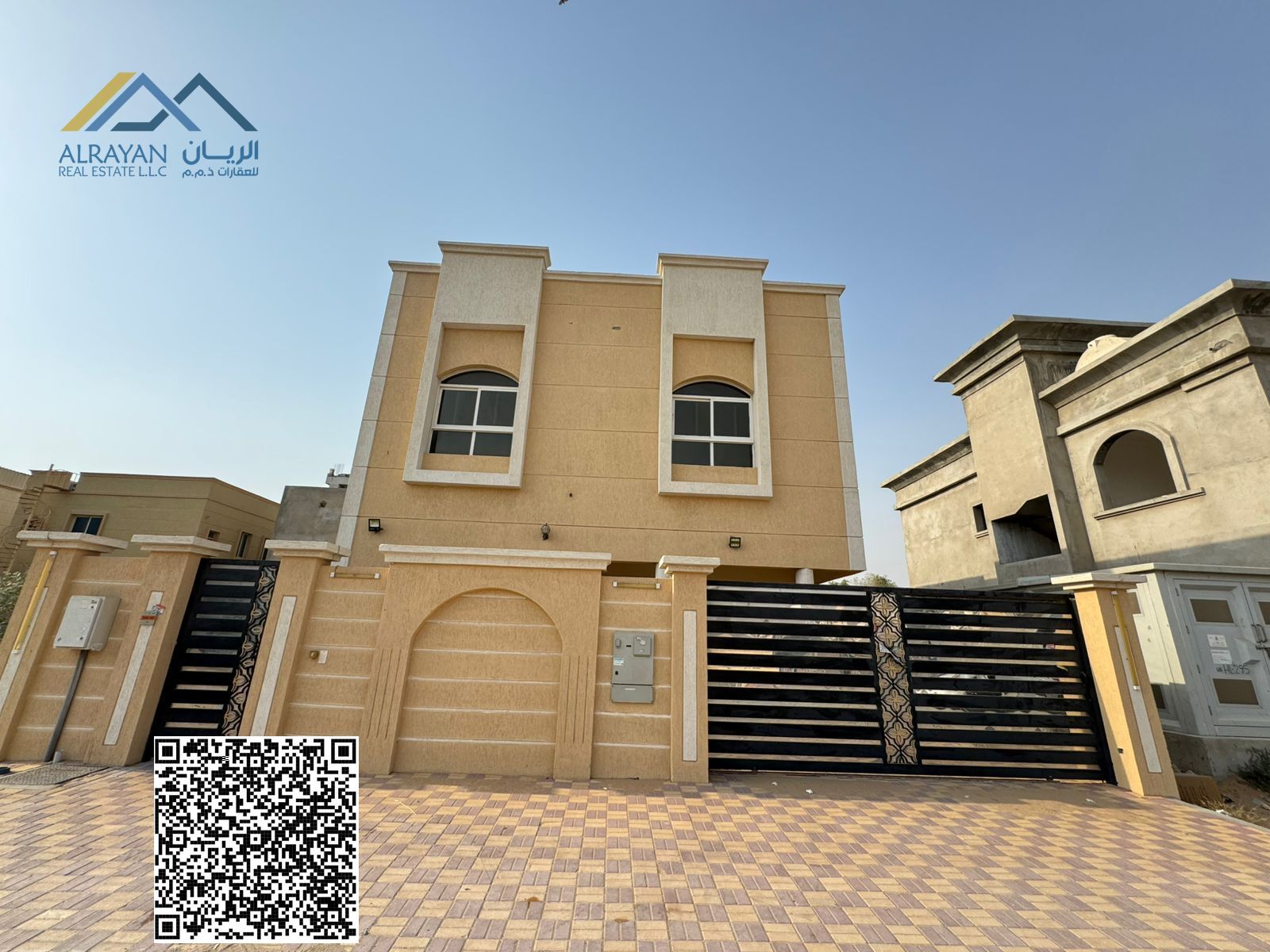 Villa for rent in the most prestigious areas of Ajman, two floors, hotel finishes, spacious interior divisions