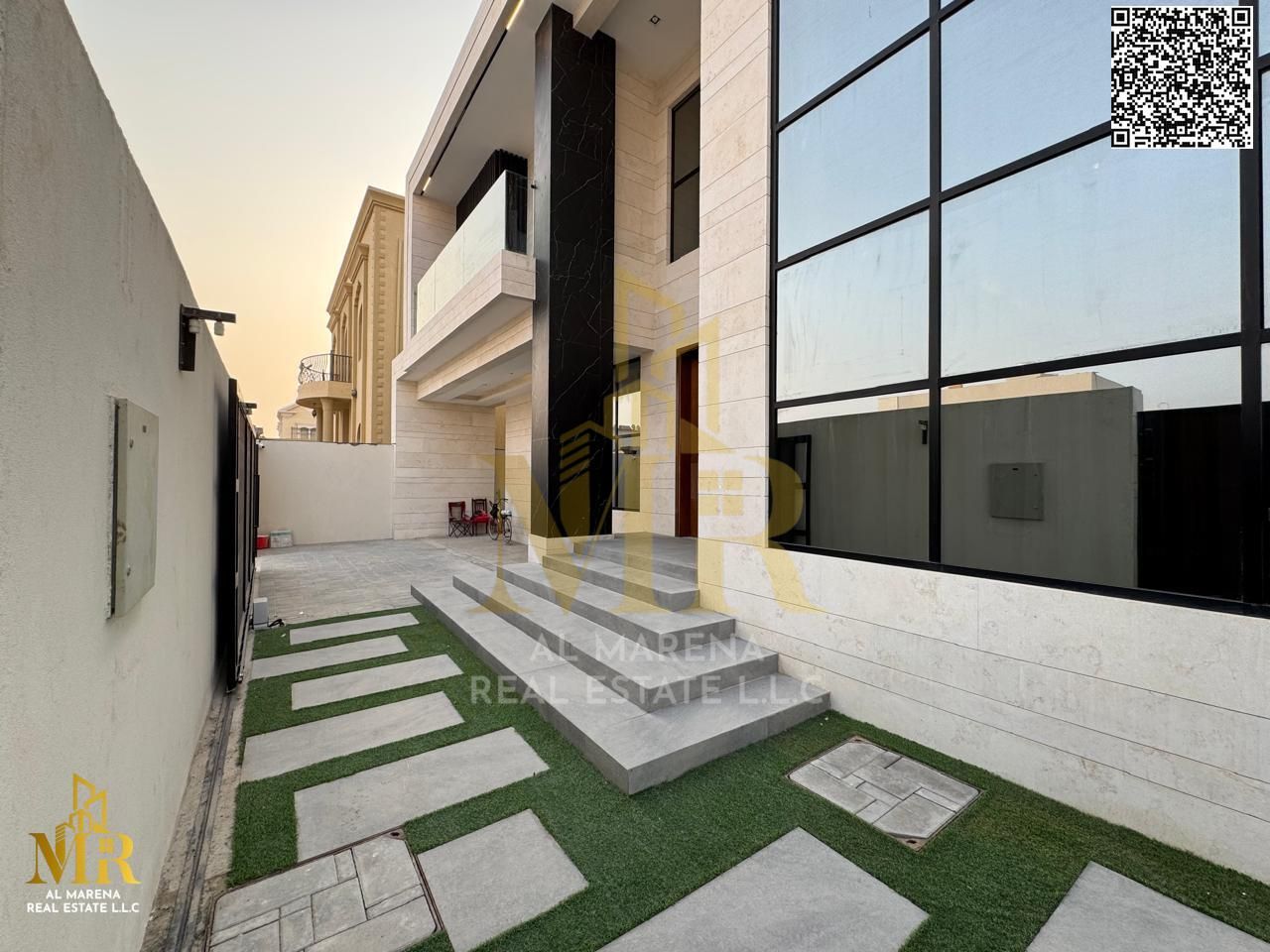 Luxury corner villa for sale in Al Rawda 1, area 5000 sq ft | 2 floors + roof, 5 master bedrooms, price 2,500,000 dirhams, including electricity, wate