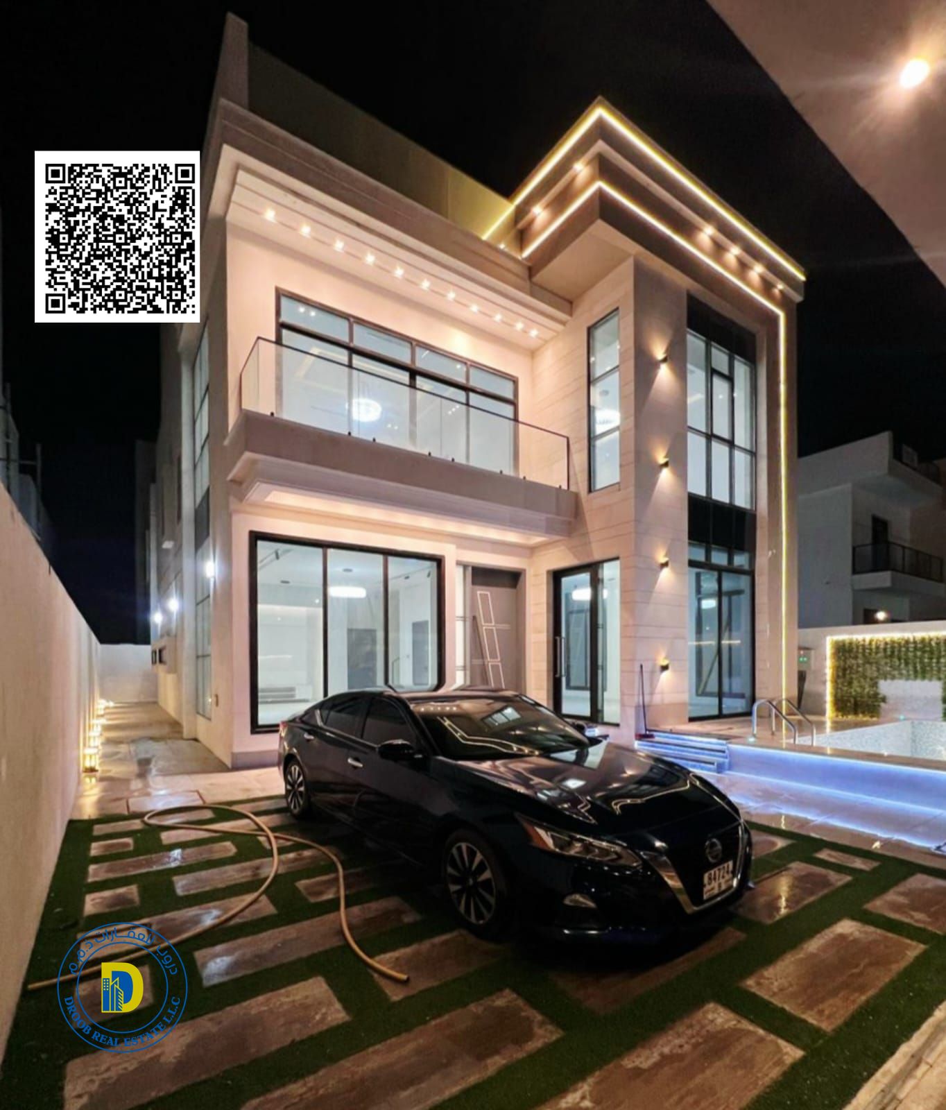 For sale, a 6-room villa with a swimming pool and a rooftop with a sitting area. The price includes water, electricity and air conditioning.