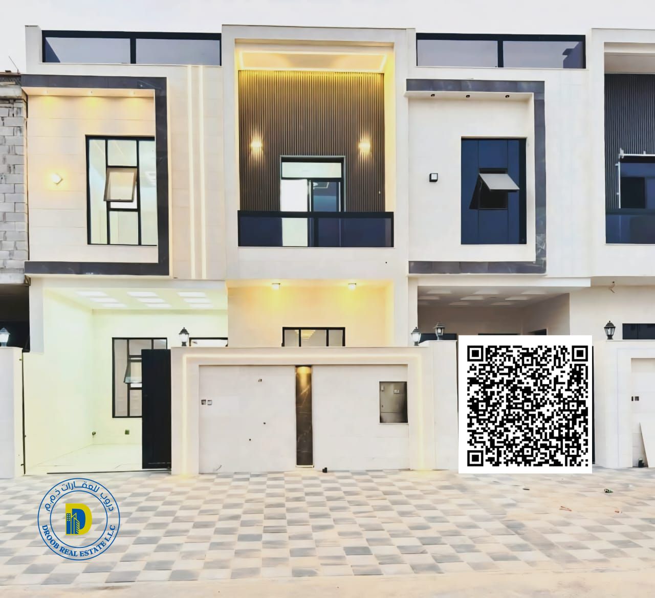 For sale in Al Helio 2 area, a modern townhouse with 5 rooms and a roof, central air conditioning