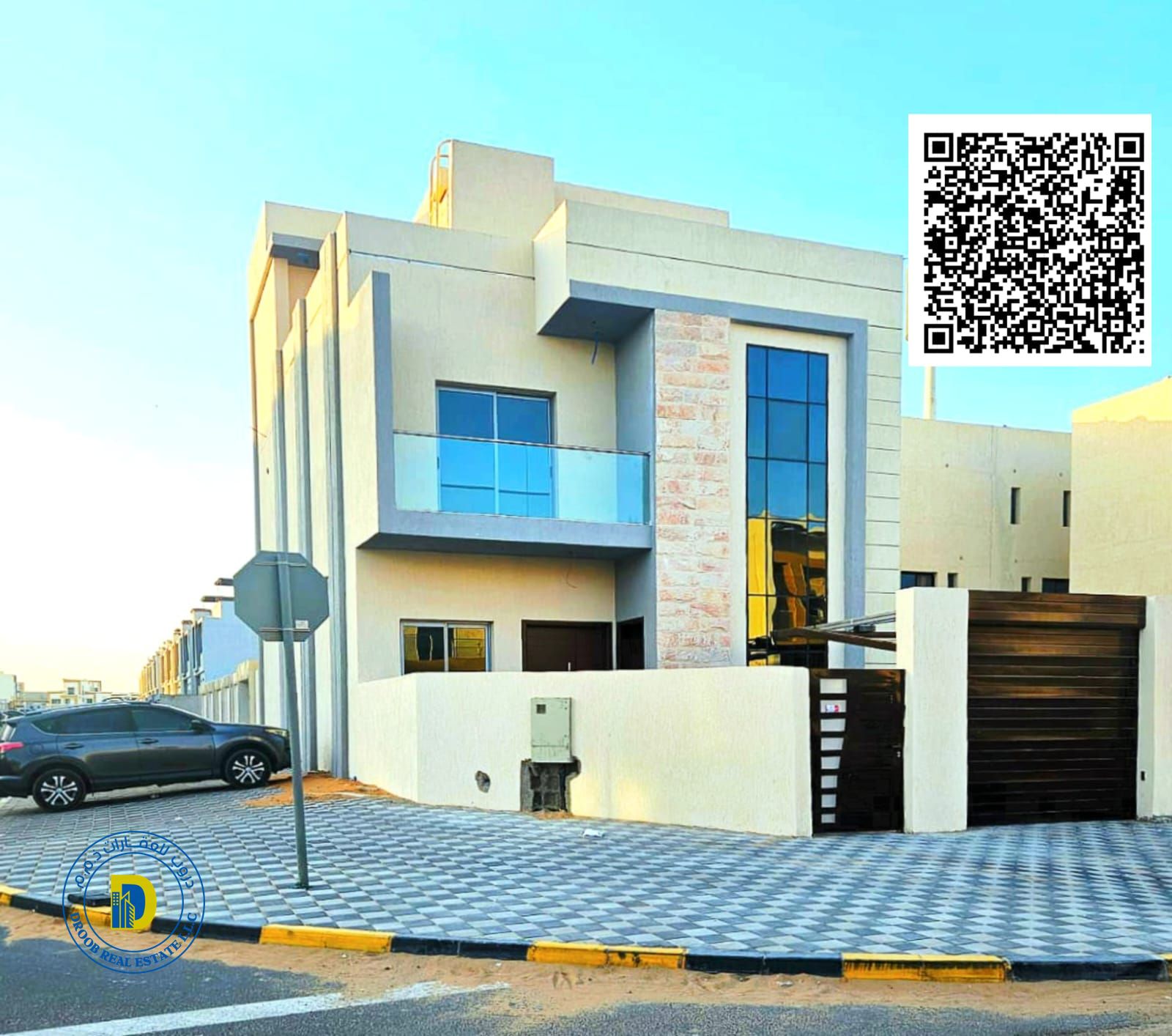 For sale, a corner villa in Al Zahya area, 5 rooms with a roof, at an excellent price