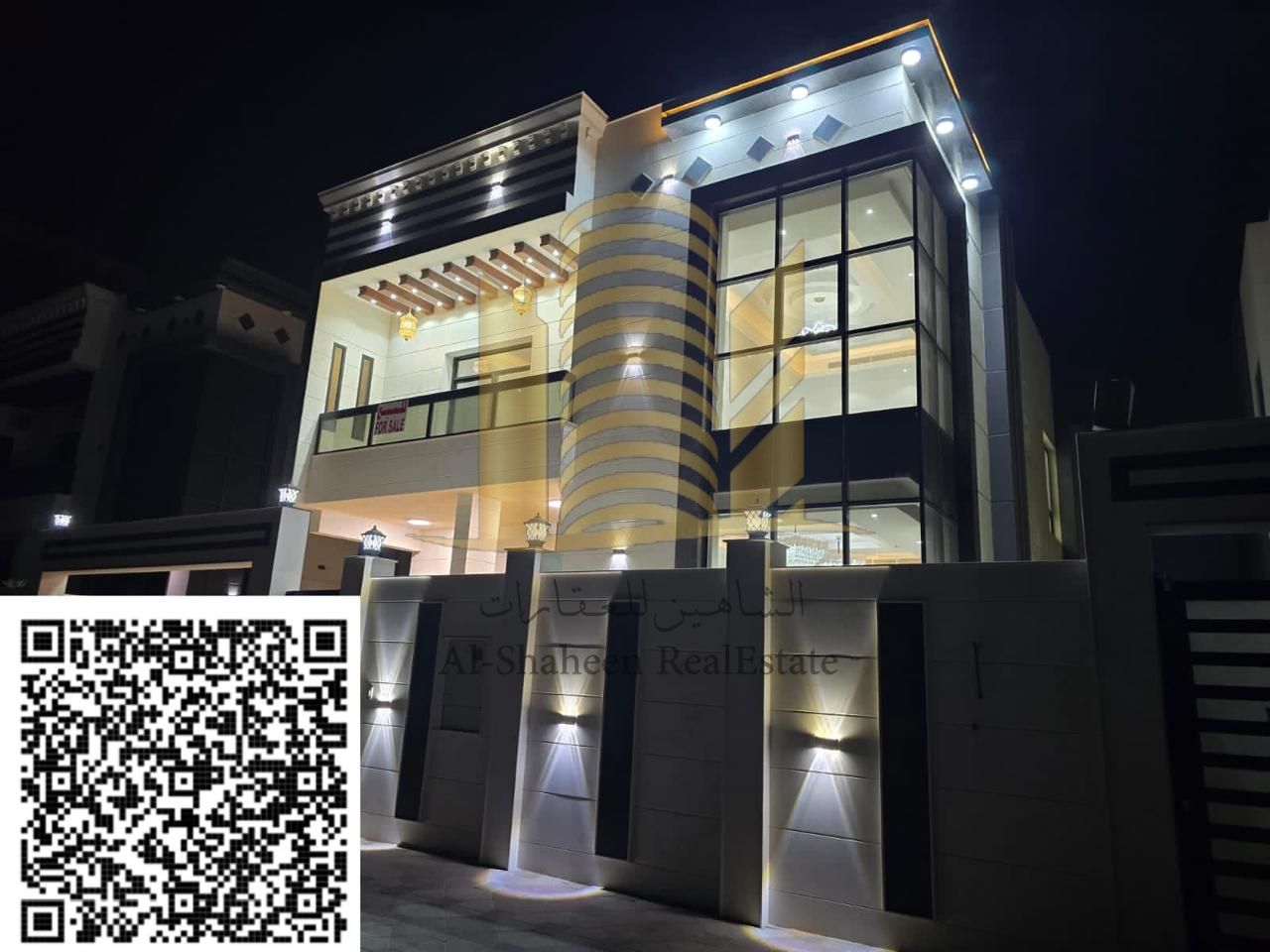 Villa for sale in Al Bahia, Ajman Land area: 3,014 sq ft Built-in area: 3,500 sq ft 5 bedrooms, a living room, a maid's room, central air conditioning