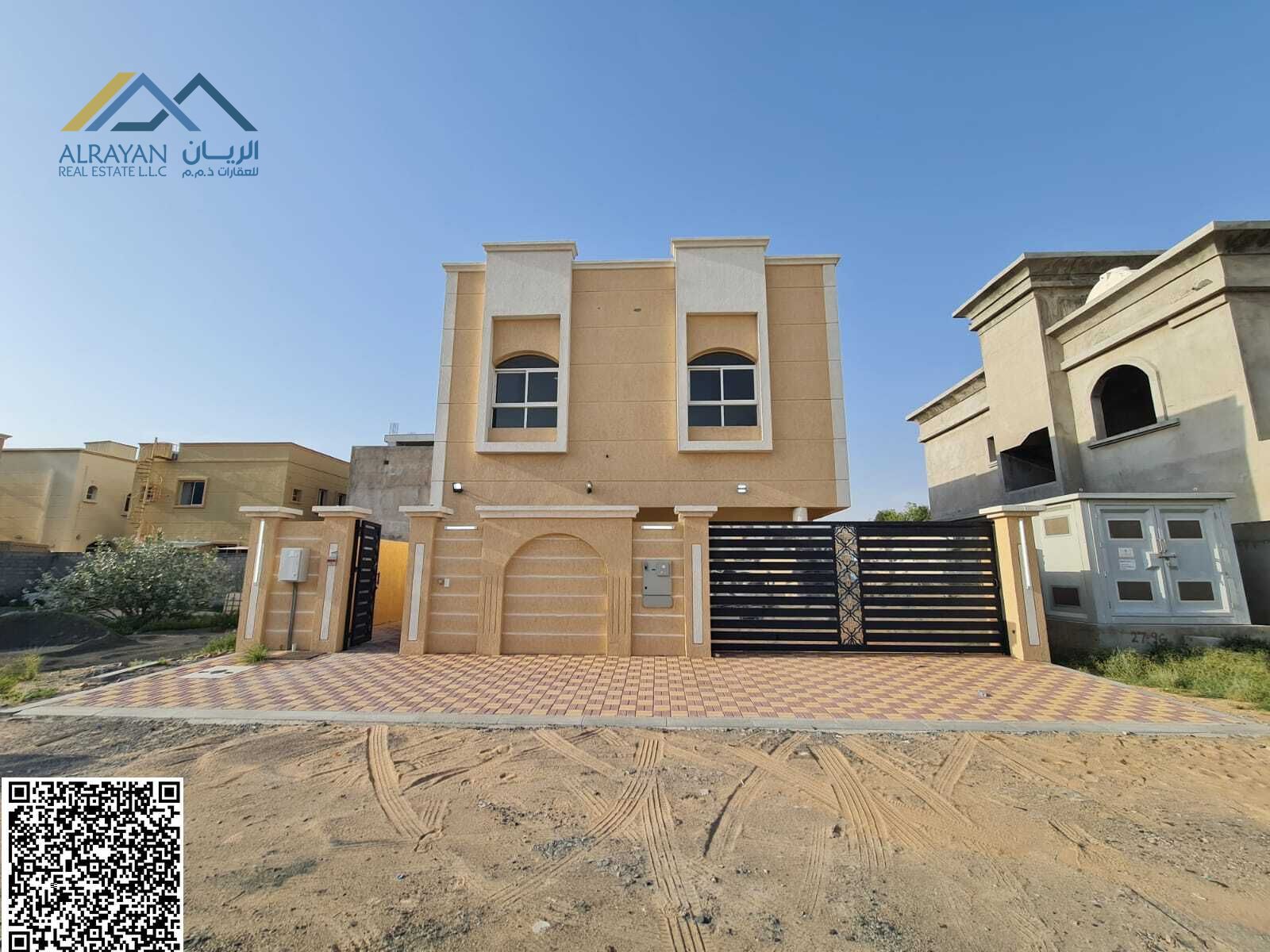 Villa for rent in the most prestigious areas of Ajman, two floors, hotel-style finishes, and spacious interiors.