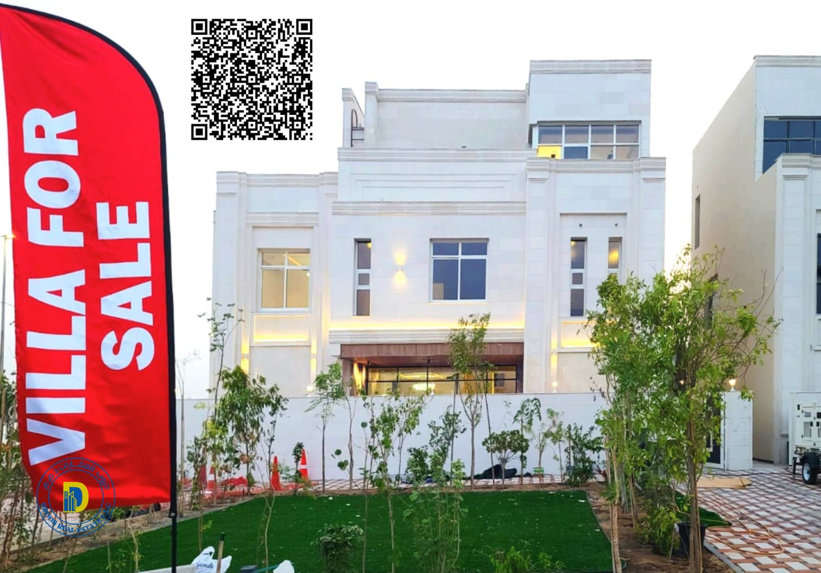 Modern corner villa with 6 rooms, a swimming pool, and a roof. The price includes registration fees, water, electricity, and air conditioning.