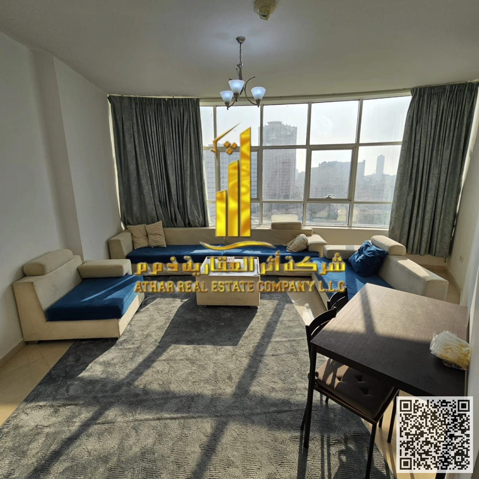 Luxury apartment, one bedroom, hall, open view, newly furnished, with parking, for rent in Ajman - Al Rashidiya 1 - Orient Towers