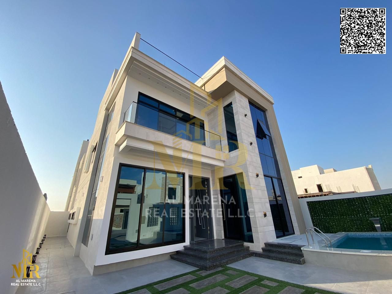 Villa with all-inclusive electricity, water and air conditioning fees on the main street, ready for occupancy in the most upscale areas of Ajman, free