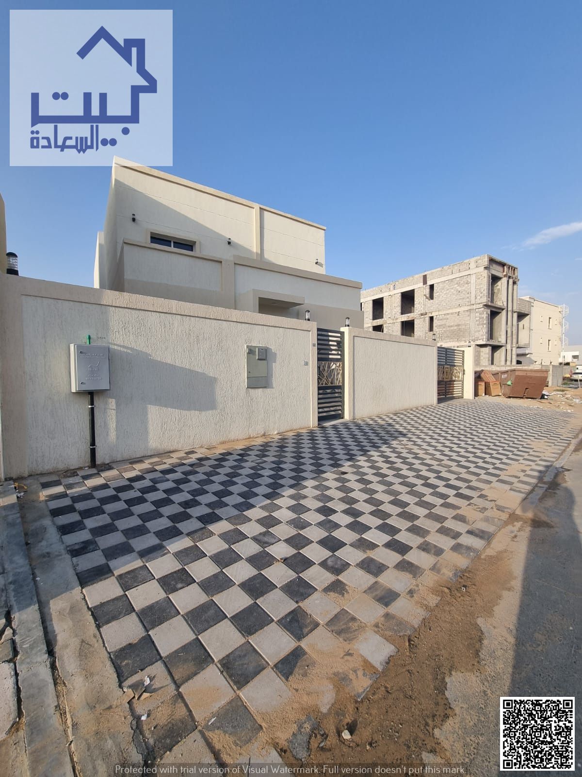 Villa for rent in Al Zahya area, Ajman, spacious yard, first tenant, ready to move in, directly in front of the mosque, on a main street, at a very at