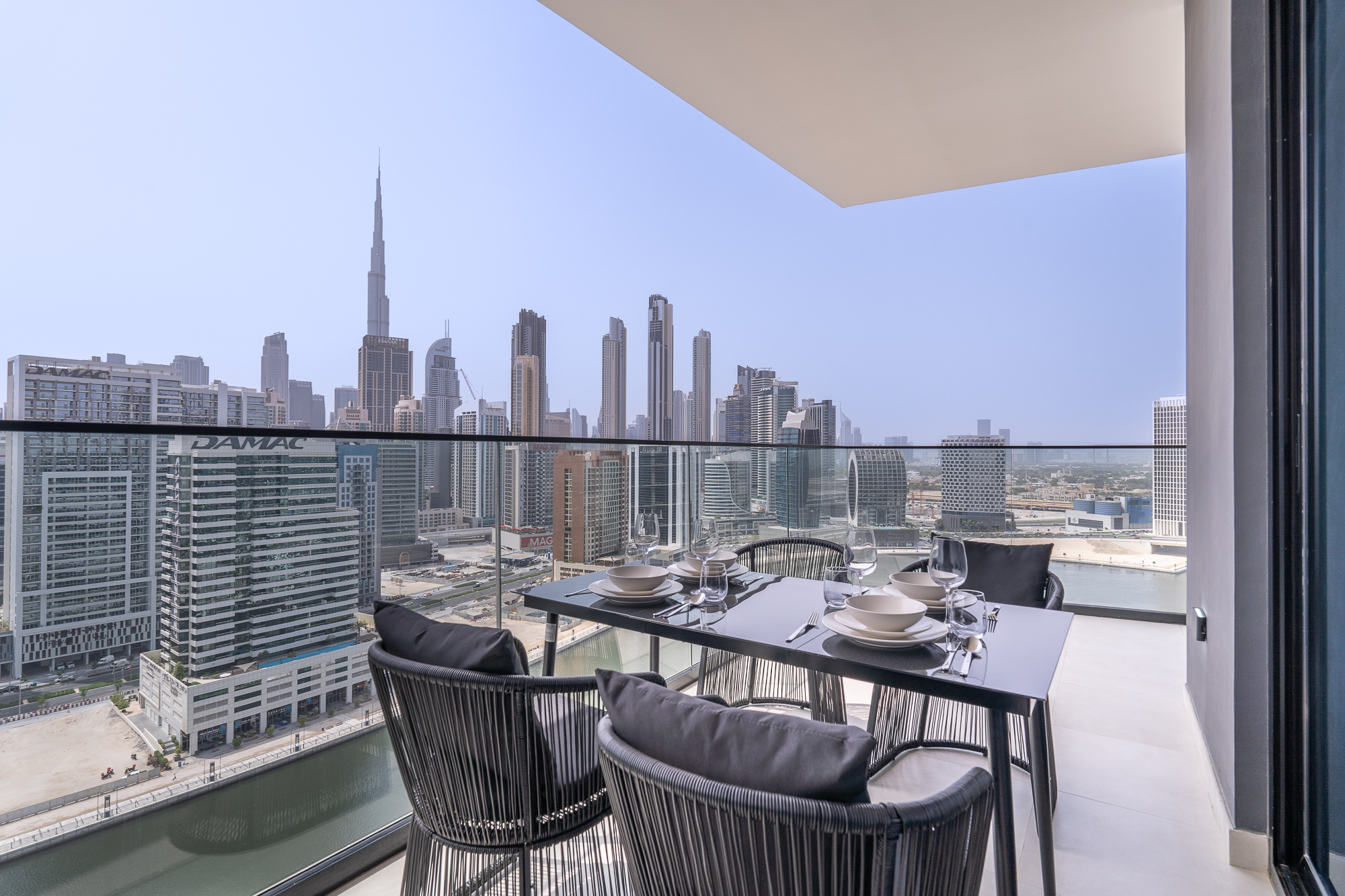 2BR | Binghatti Canal | Burj Khalifa & Canal Views | Work-Friendly | All Bills Included
