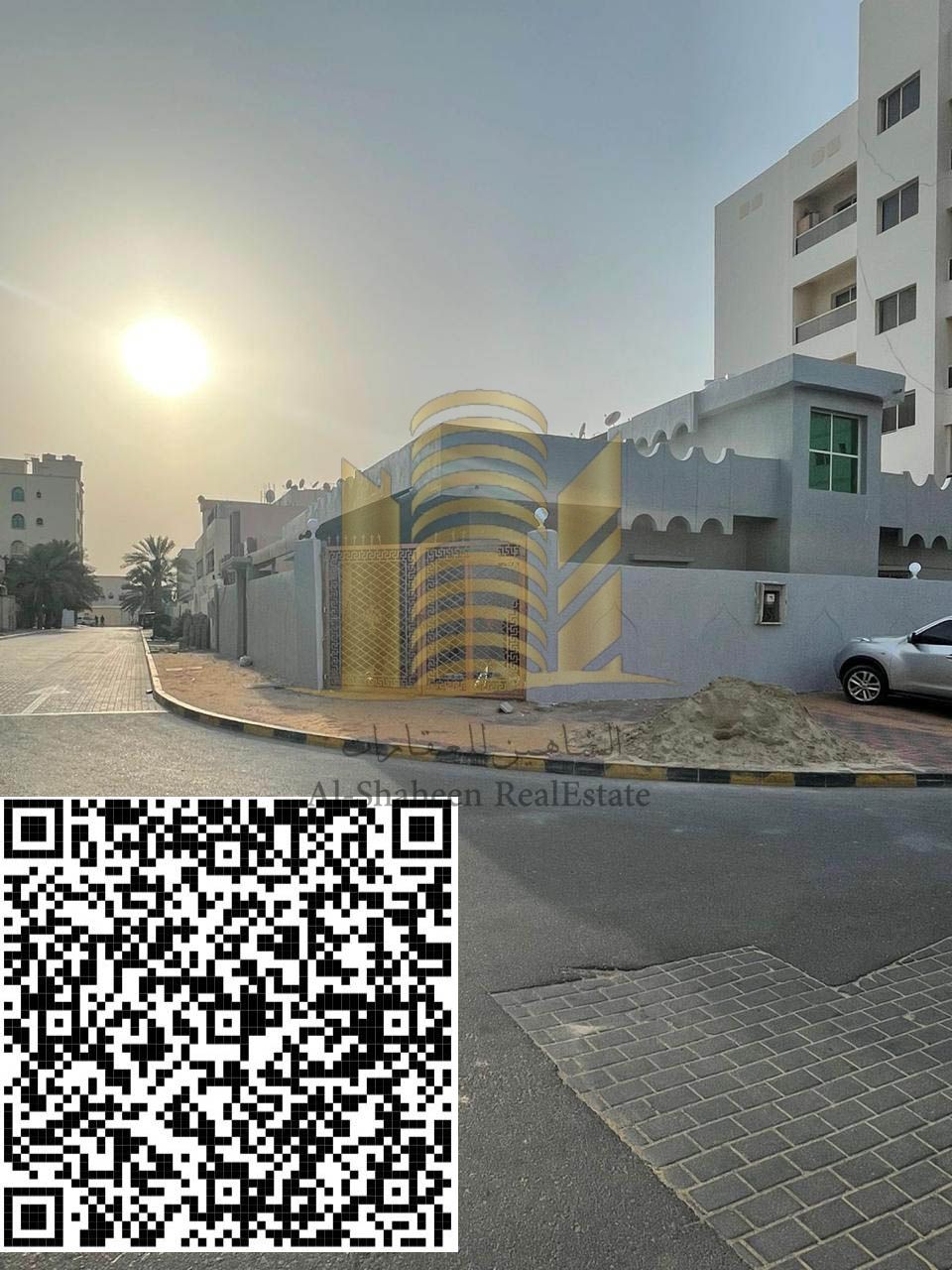 Single-story villa for sale in Ajman, Al Nuaimiya Area 3,600 sq ft Residential investment Fully renovated 4 bedrooms, living room, and hall Corner of