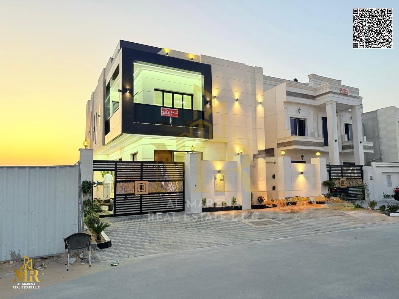 Modern villa in Al-Amera Garden, ground floor, first floor, fenced, and swimming pool. * Land area: 3,014 m. Building area: 3,300 sq ft. Ultra-luxury