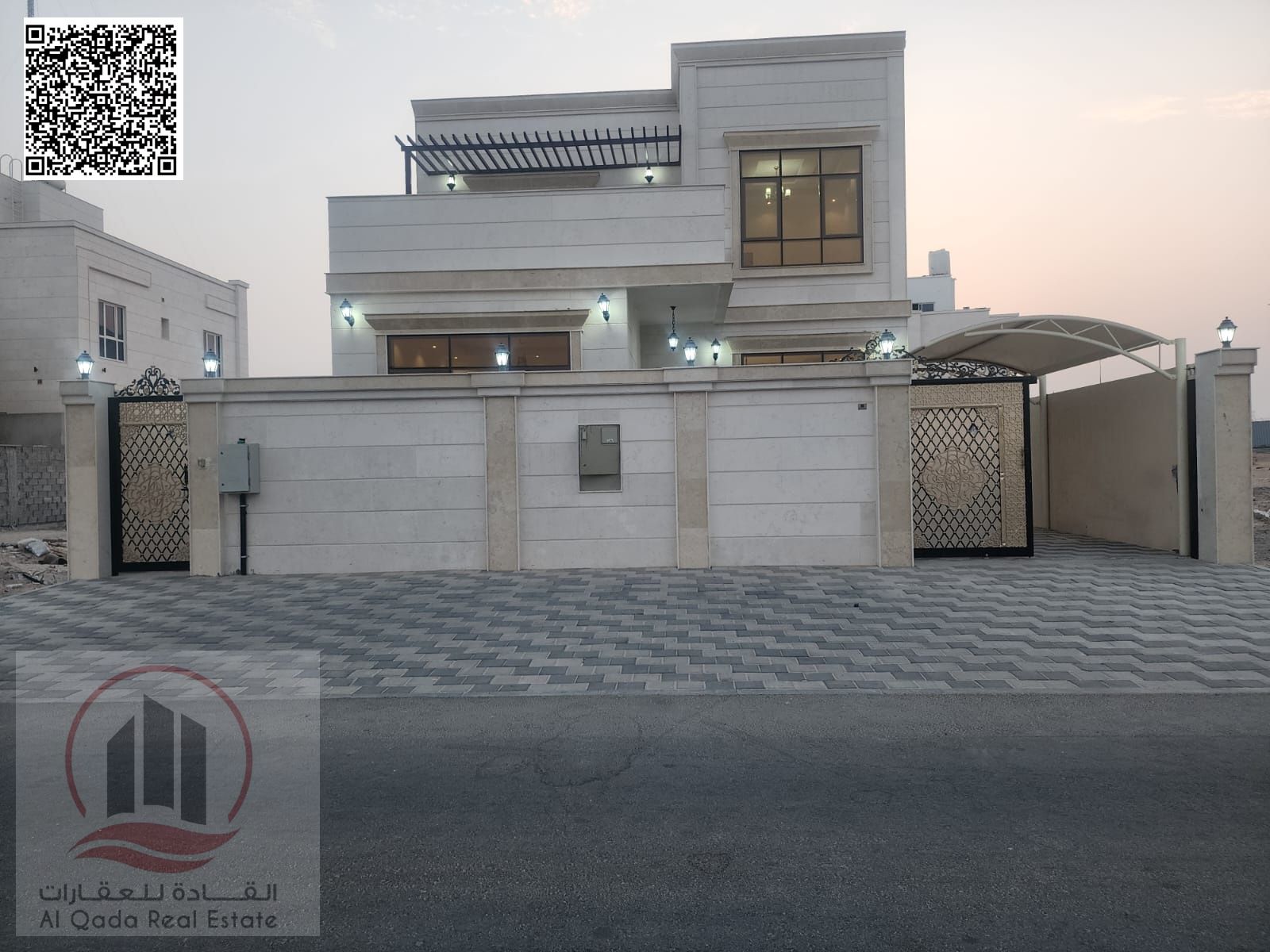 Villa for sale at Ajman -Al Heloi 2 area the Villa 3200 sqft G + 1 (4 Master room +big court + big Majlis +big Hall +maid room)