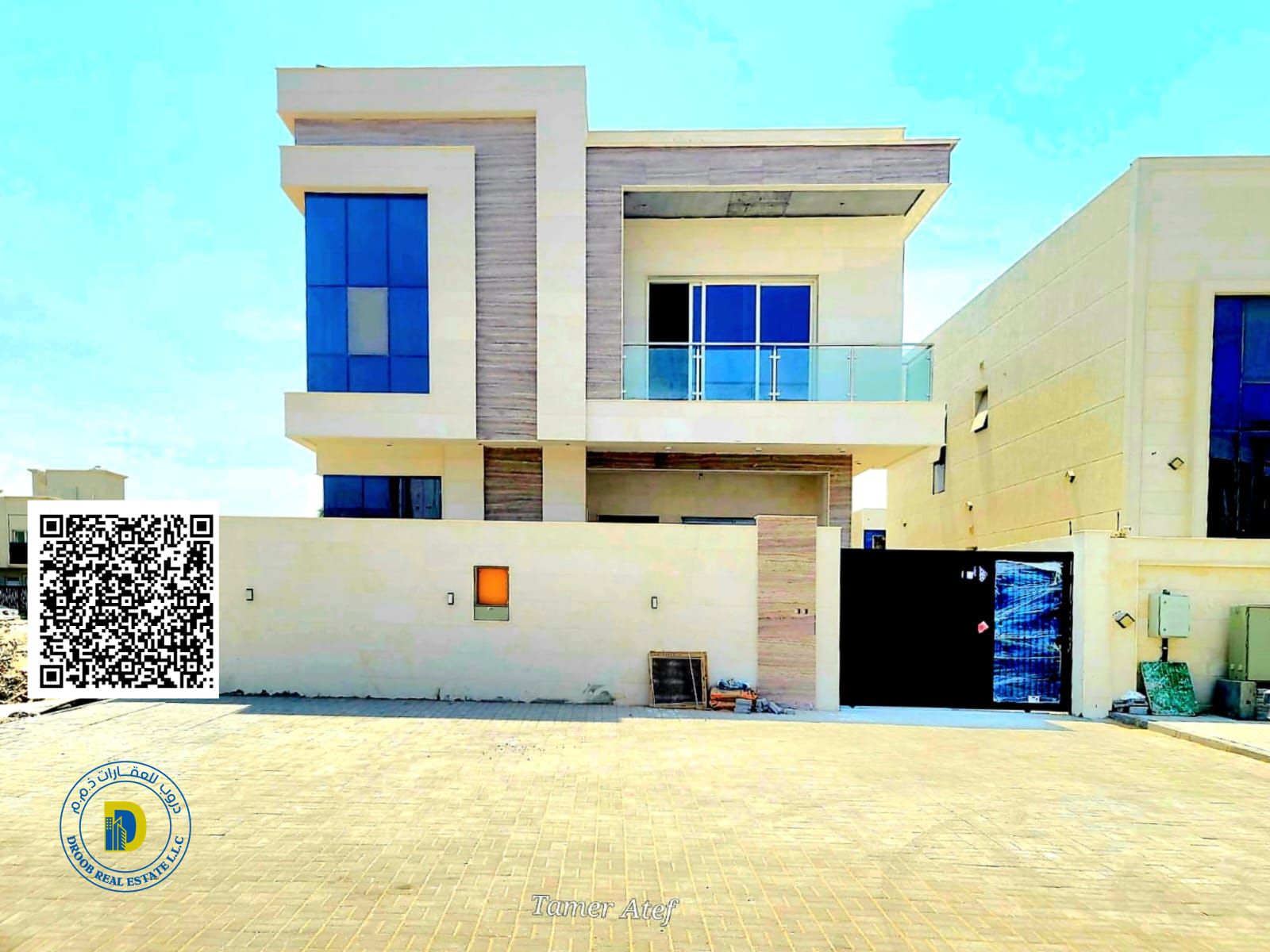 For sale, a 5-bedroom villa in Al Zahya. The price includes water, electricity, and air conditioning.