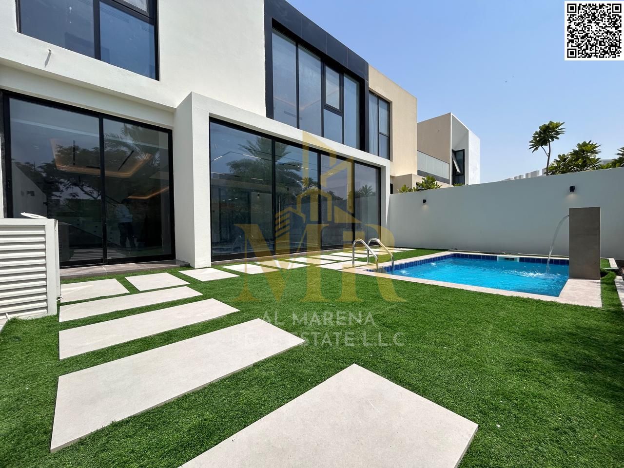 For sale - Luxury villa in Al Zorah (Samarat) - Ajman | Area 3,700 sq ft | 4 master bedrooms + private pool | Price 3,700,000 AED including electricit
