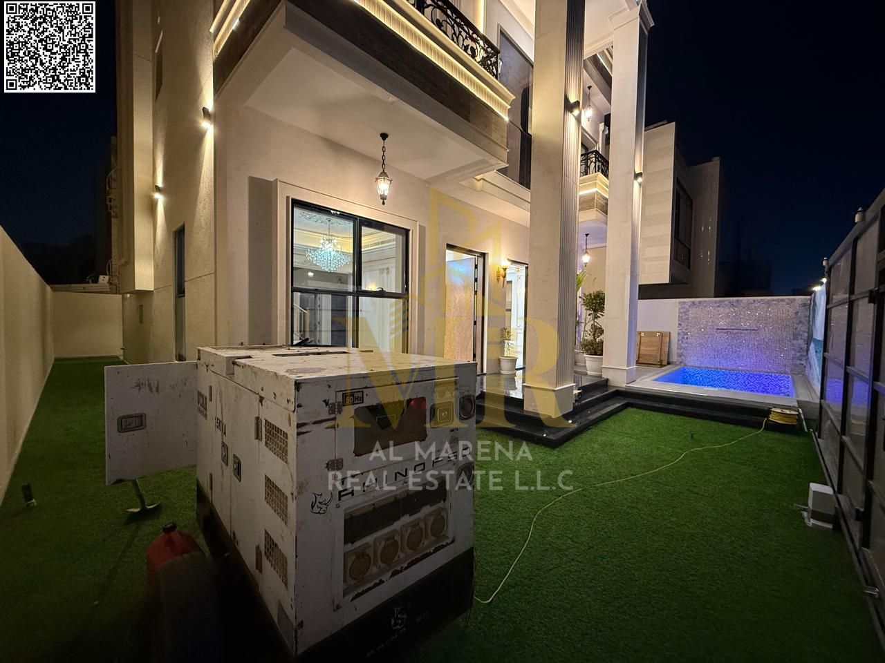 Luxury villa with 5 master bedrooms, a living room, 2 halls, and a roof in Al-Amerah - close to services, opposite Azha Complex, including registratio