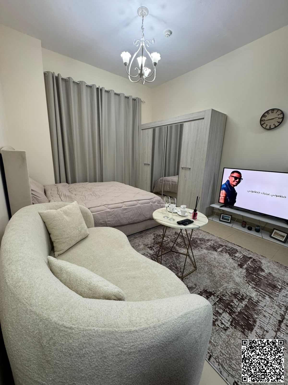Furnished studios for monthly rent, new furniture, first tenant, including all bills + internet + Parking inside the tower opposite City Centre Ajman