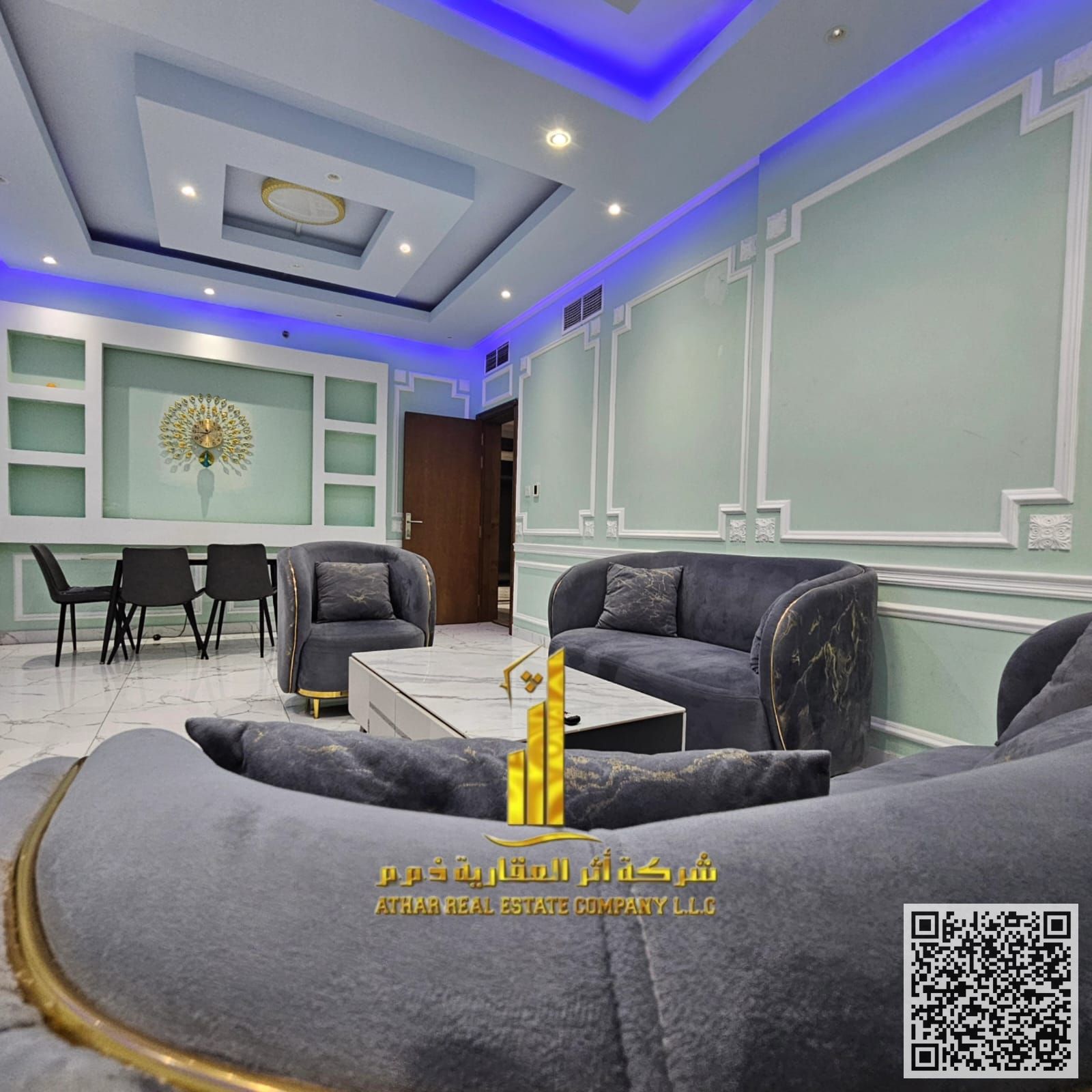 Beautiful two-bedroom apartment with a maid's room, fully furnished, for monthly rent in Ajman - Al Rashidiya 1 - Oasis Towers