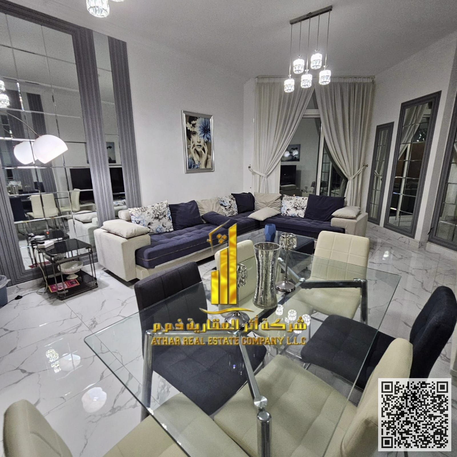 Luxury two-bedroom apartment with a hall and a maid's room, fully furnished, for monthly rent in Ajman - Al Rashidiya 1 - Oasis Towers