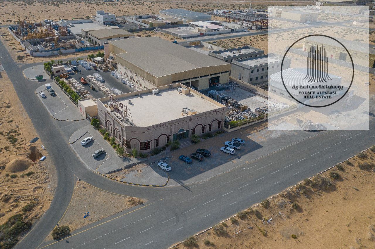 Marble factory for sale in Al Saja'a, covering an area of 89,680 square feet, priced at AED 28 million.