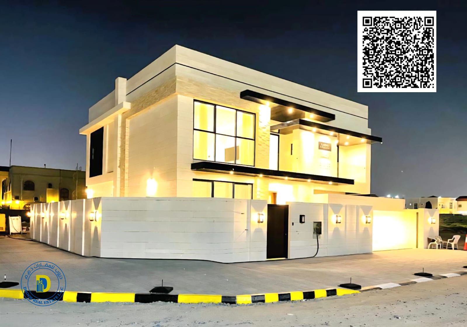 For sale, a modern 5-room corner villa. The price includes water, electricity, and air conditioning.