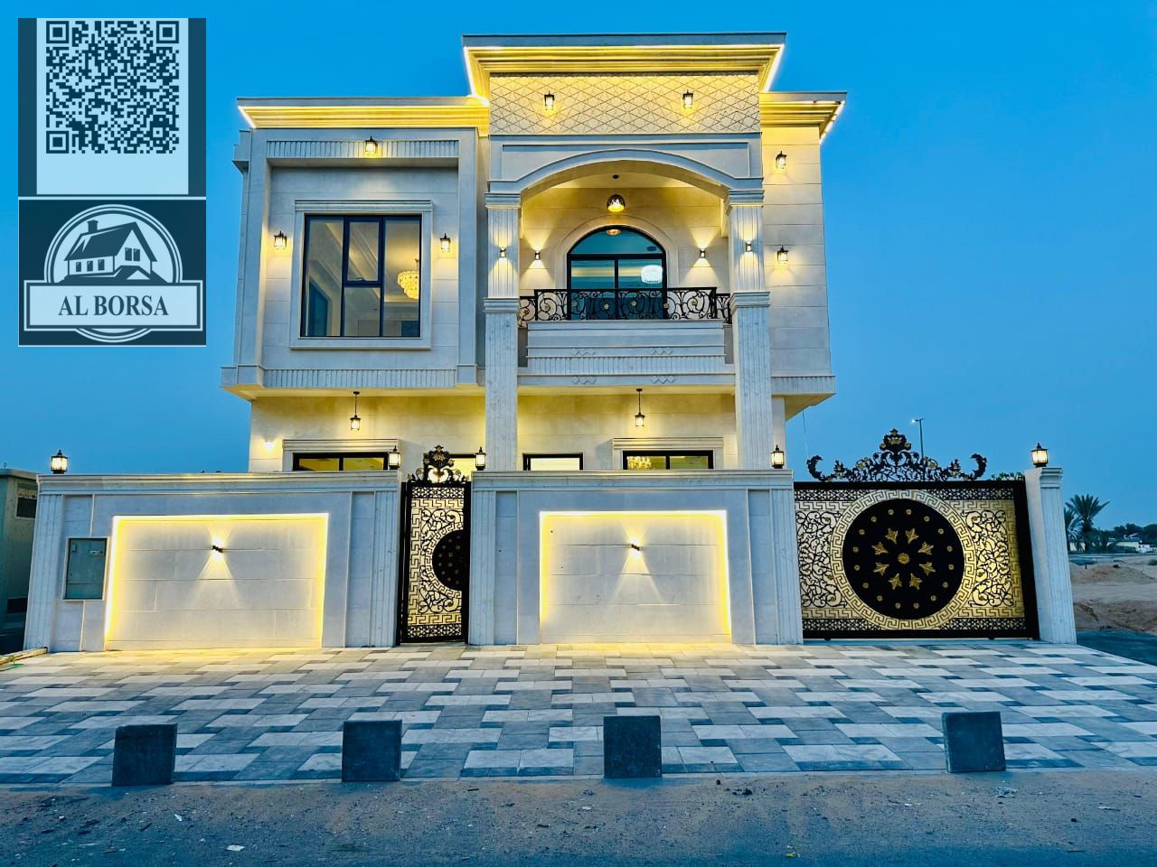 For sale, a classic villa in Al Helio 2, Ajman, with personal finishing, consisting of 5 master bedrooms, a living room, and a hall.