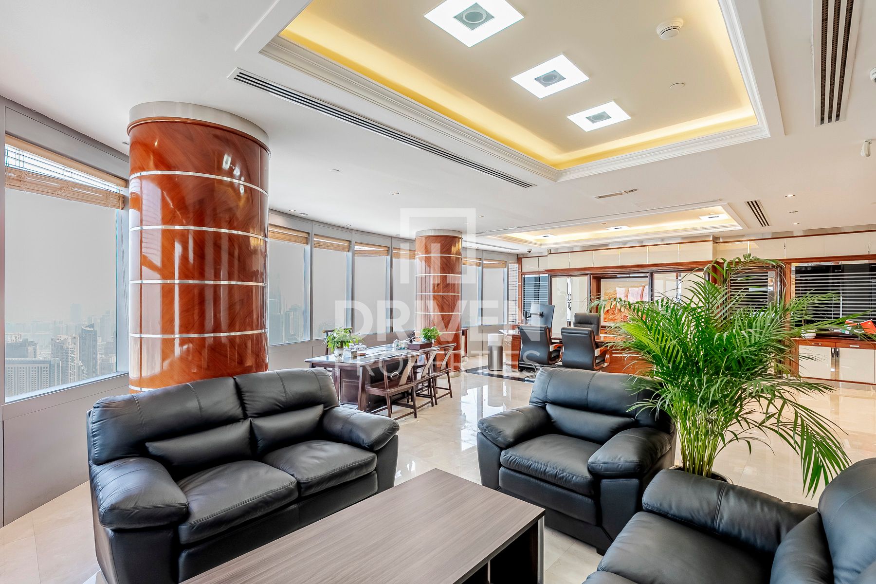 Stylish Office | Tranquil Skyline and Sea Vista