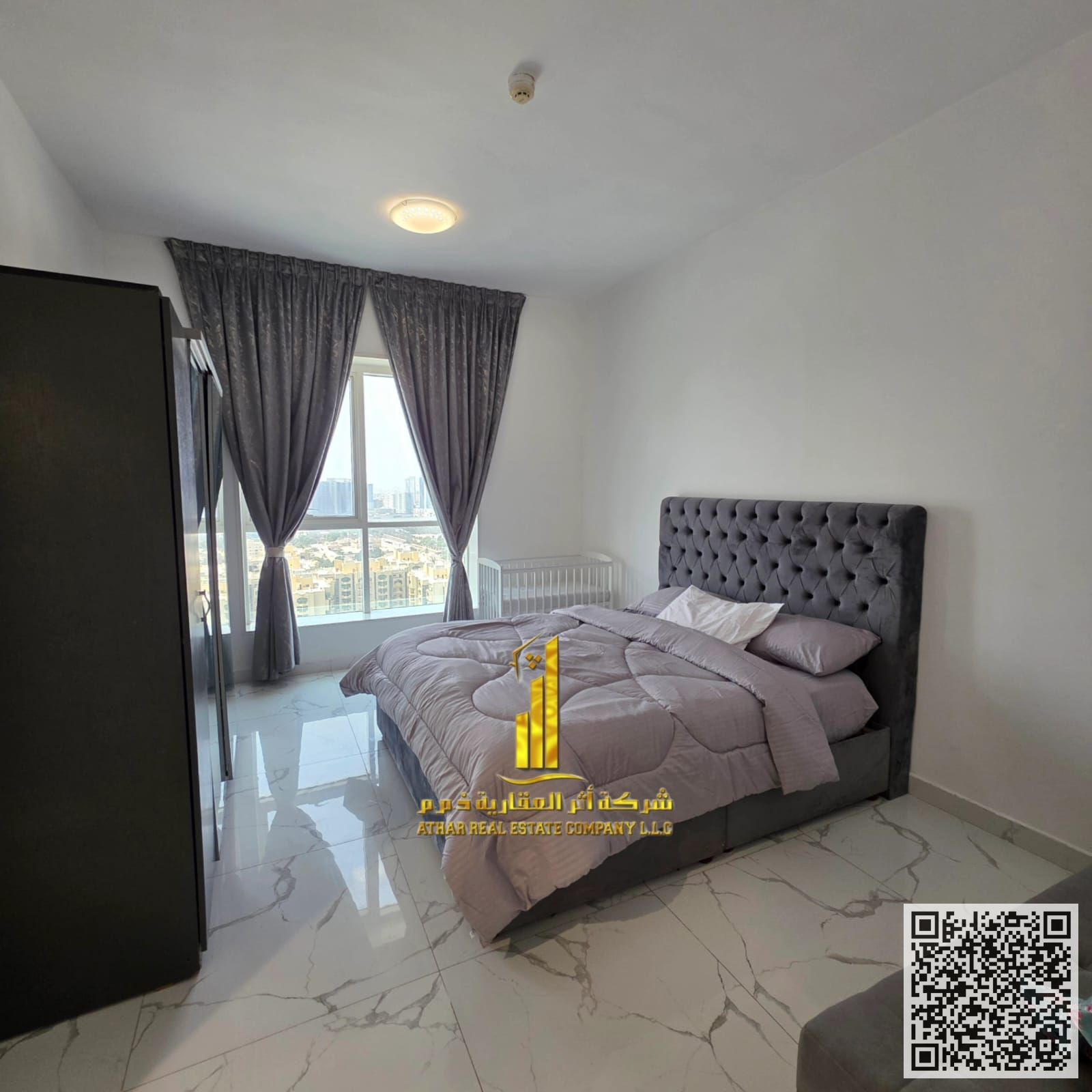 The most luxurious and beautiful two-bedroom apartment, furnished for monthly rent in Ajman, spacious area, VIP furniture, super deluxe finishes