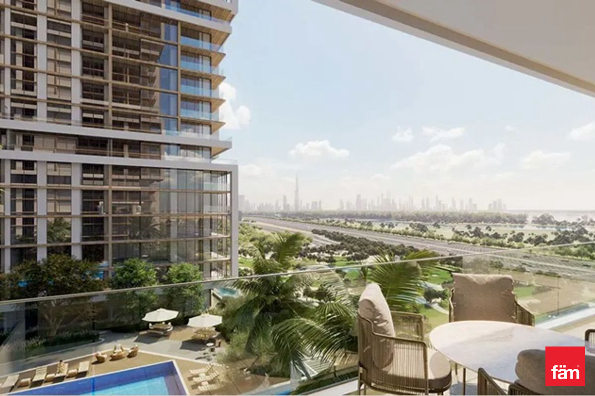 Mid floor pool and ras al khor view