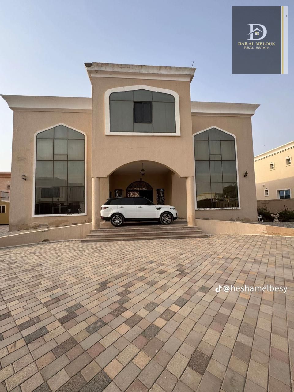 For sale in Sharjah, Al Rahmaniya, Shagrafa 1, area: 16,000 square feet, consisting of: Ground floor and first floor First floor: 5 master