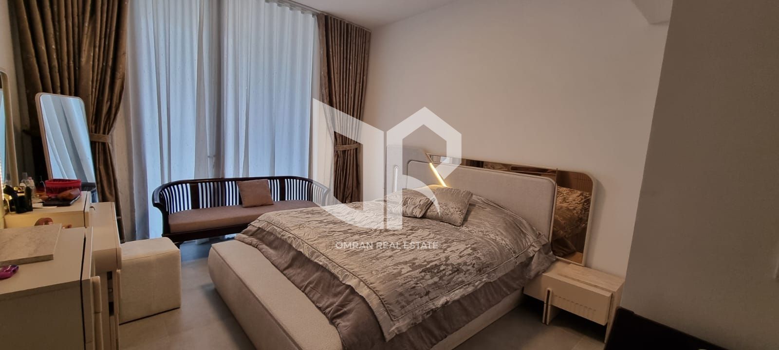 Luxury apartment in Aljada, two bedrooms and a hall | Pool view | Furnished