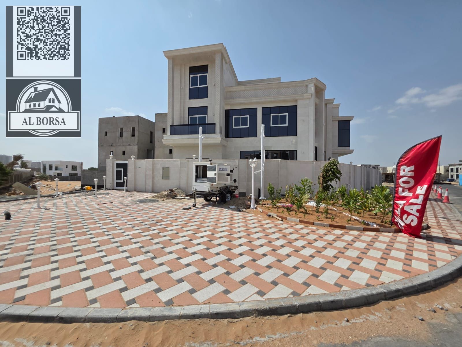 Luxury Villa for Sale in Al Helio 2 - Ajman Area: * Land: 4500 sq ft * Building: 5200 sq ft • Spacious Majlis with Washbasins • Large H