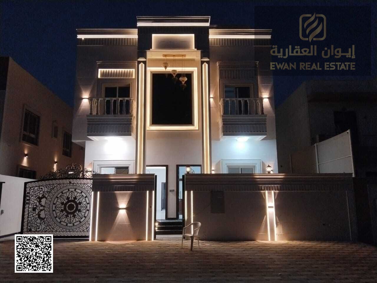 Classic design villa for sale in Al Zahia, 6 master bedrooms, a living room, 2 halls, and a roof, close to all services and Sheikh Mohammed bin Zayed