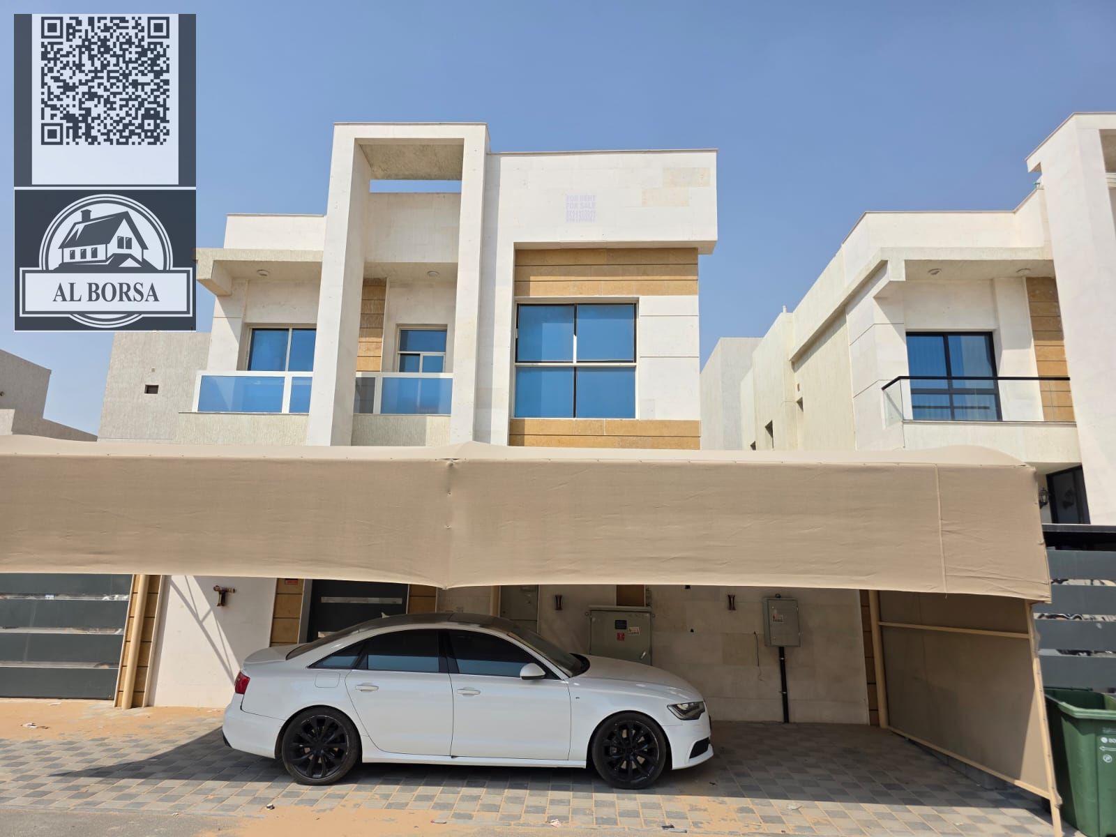 For rent a villa in Al Zahya, Ajman, 5 master bedrooms, a living room, a maid's room, and a spacious kitchen.
