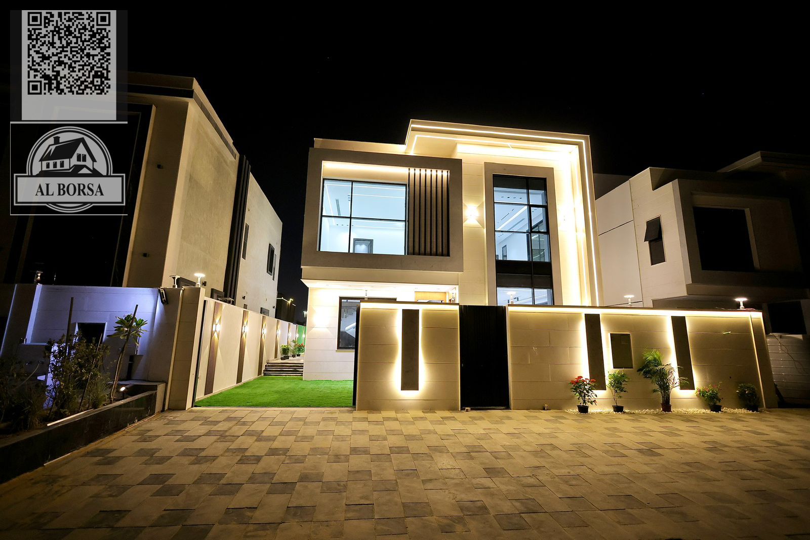 For sale a villa in Al Zahia, Ajman, 5 master bedrooms, a hall, a hall, 3 floors with a large swimming pool