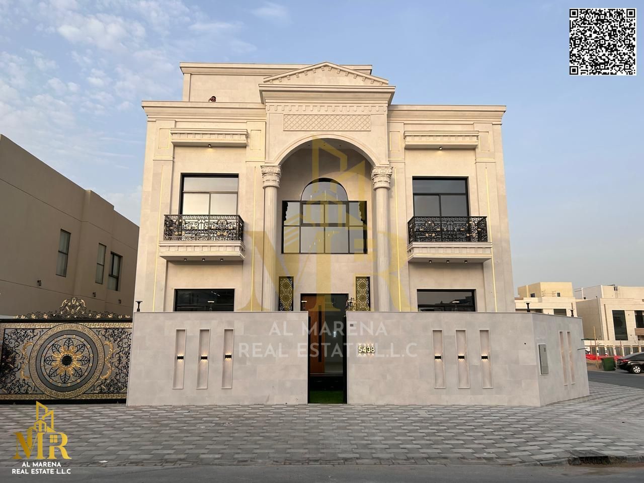 Luxury villa for sale in Al Yasmeen - 6 master bedrooms with spacious halls and four corner stone facades on two streets