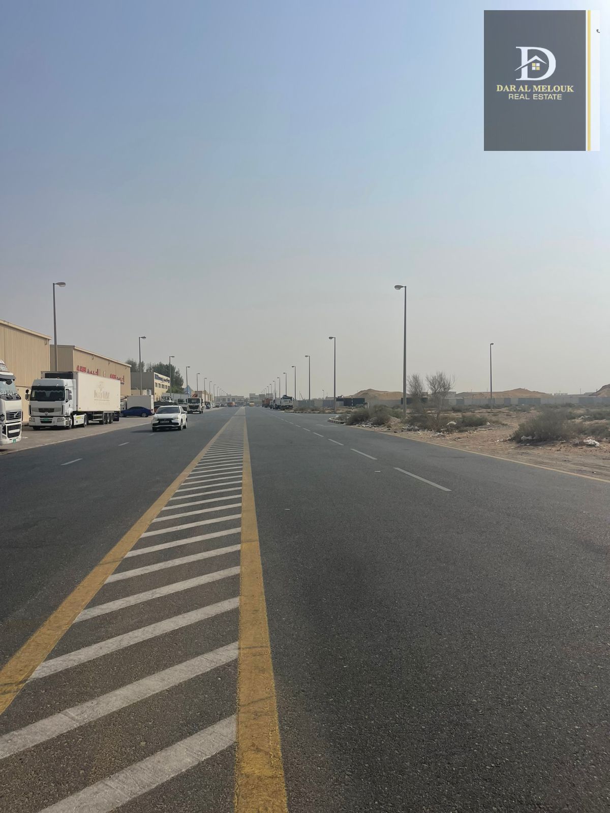 For sale in Sharjah, Al Sajaa Al Hanou area 33,000 sq. ft. Industrial Warehouse permit Workers' residential area