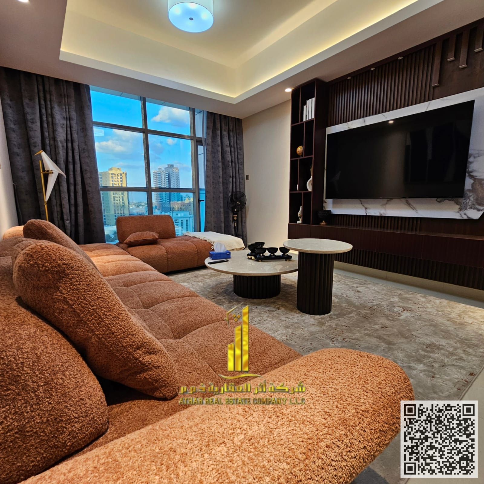 one-bedroom apartment with new, very elegant furnishings in a very distinguished location, including all services, with a gym, swimming pool, sauna, j