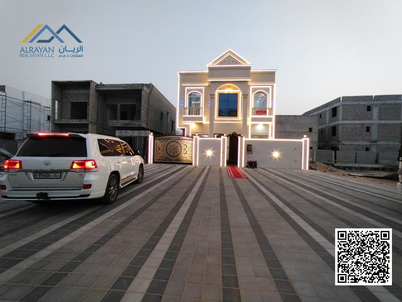 A luxurious, fully equipped classic villa, freehold for all nationalities, in Al Zahya area, on a wide road.