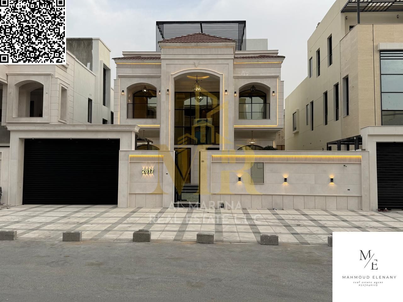 For Sale – Luxury Villa in Al Bahia – Ajman | 4,225 sq. ft | 2 Floors + Roof | 5 Master Bedrooms + Majlis & 2 Halls + Front Yard & Rooftop Seating | Sp