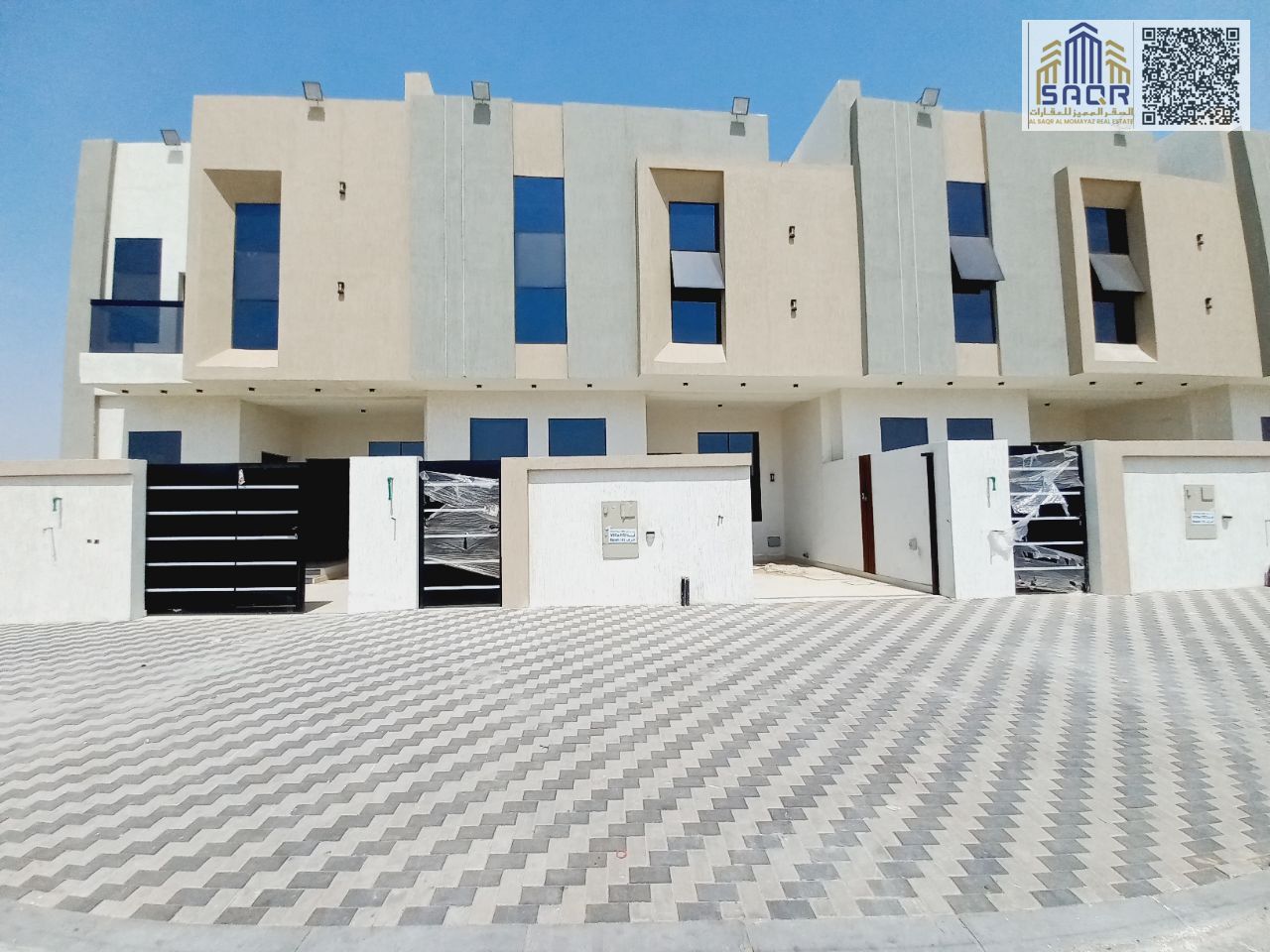 Modern three-story villa with a roof | Majlis, hall, and courtyard | External setback | Registration and ownership fees included