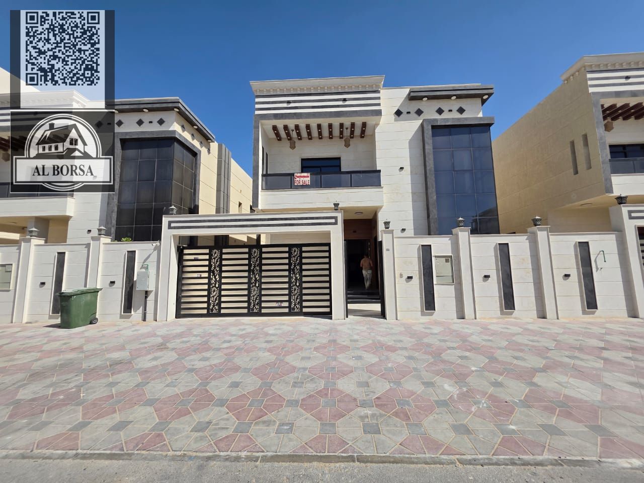 Luxury villa for sale in Al Bahia - Ajman | 5 master bedrooms + majlis and hall + central air conditioning