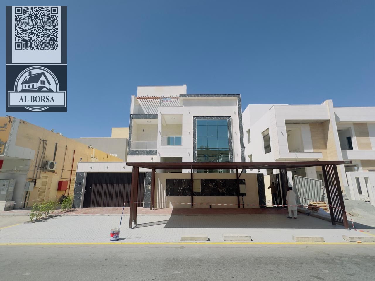 For sale in Rawdah, two floors and a roof directly on Sheikh Ammar Street, a VIP villa Five rooms, a living room, two halls, and a maid's room