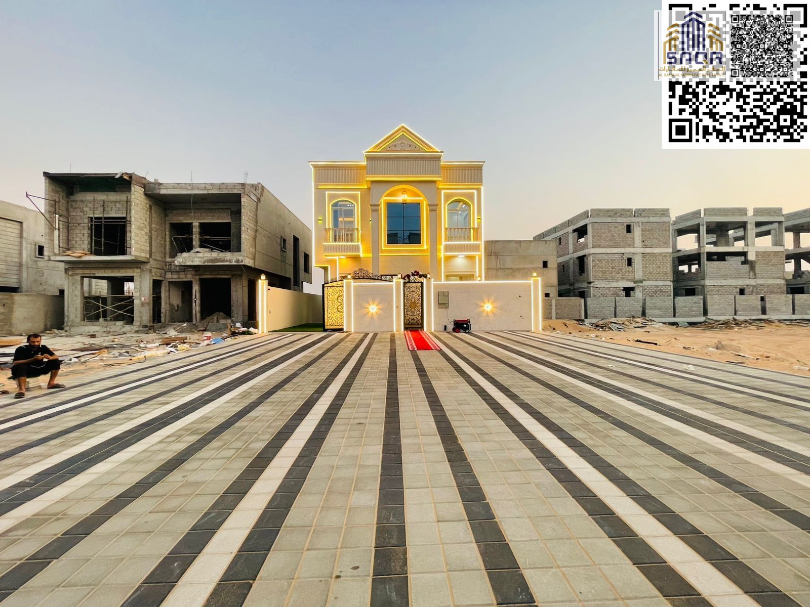 Villa in Al Zahya area, modern classic design, at a very attractive price, negotiable, no down payment, freehold for all nationalities