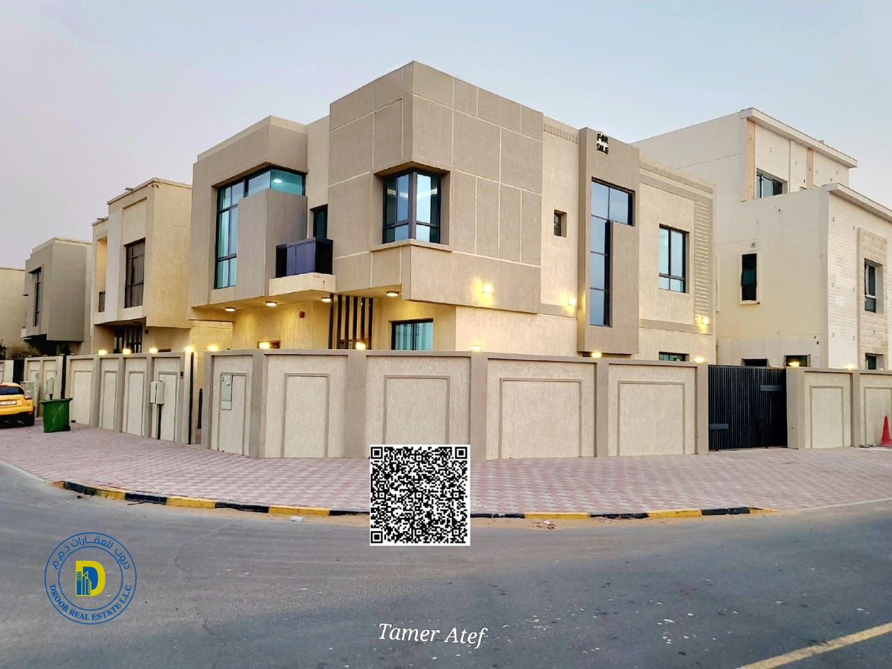 For sale, a corner villa in Al Zahya area, 5 rooms, including electricity, water and AC, bank financing, freehold
