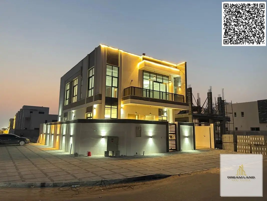 Luxury villa for sale in Al Helio 2 - Ajman, corner of two streets, including registration and ownership fees for all nationalities, bank financing, 2